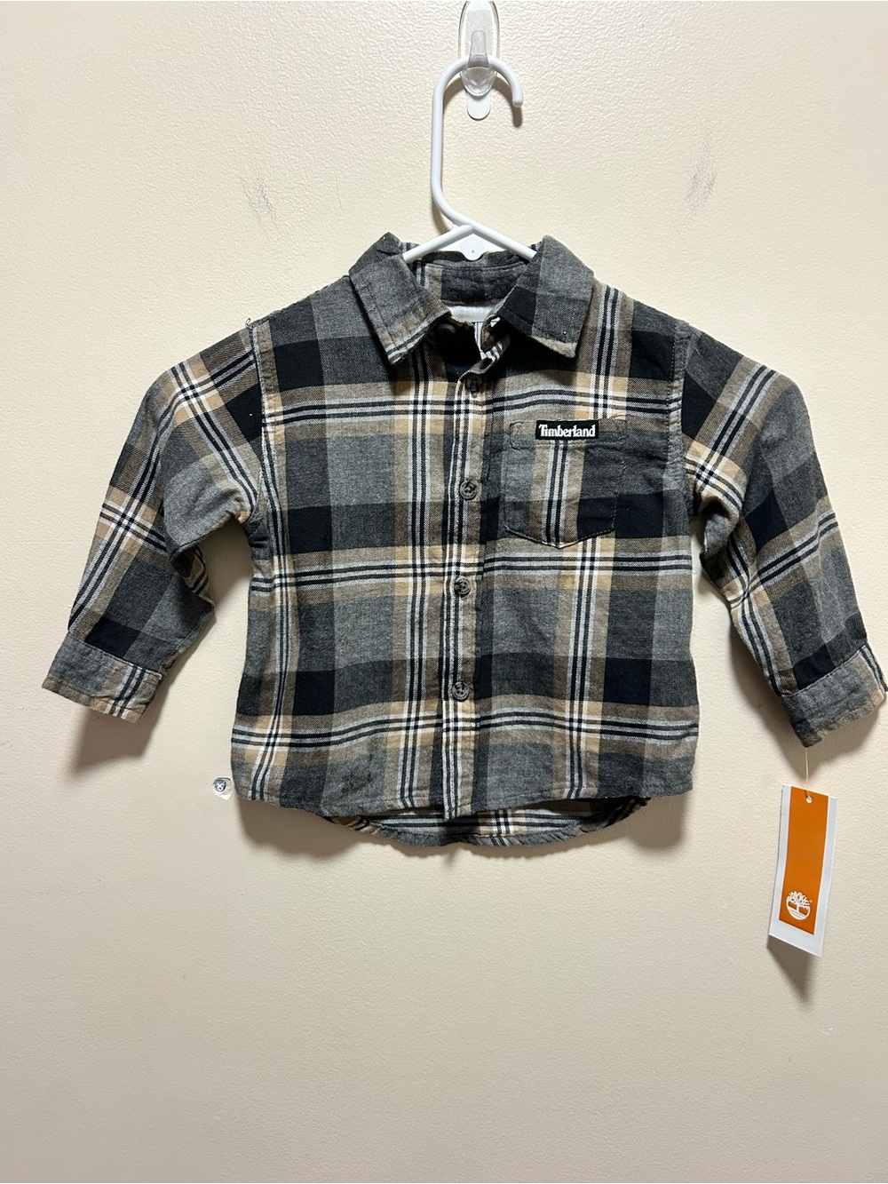 NWT Timberland Kids Baby Plaid Button Up Flannel Shirt Jacket 18M
